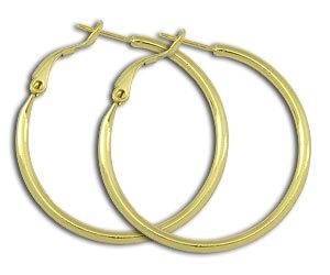 Brinco de argola liso folheado a ouro