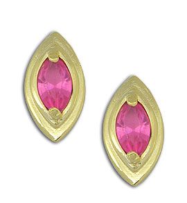 Brinco folheado a ouro com pedra navete (div cores)
