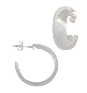 Brinco de argola liso folheado a prata
